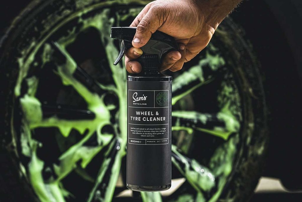 Sam's Detailing Wheel Cleaner Dwells on a Dirty Alloy Wheel